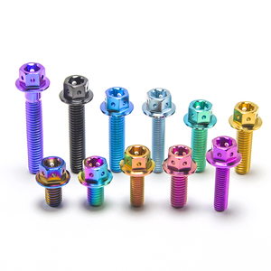 Boulons à bride en titane coloré certifiés ASME, classe 8.8 Gr5, tête hexagonale, filetage UNF, usinés CNC, fixations pour moto, 10 mm, anodisés - Product Image 1