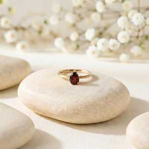 <b>925</b> <b>silver</b> <b>rings</b> Red Garnet Stone 14k Gold Plated pear cut <b>ring</b> Engagement Wedding <b>rings</b> Lovers Shape Bohemian Style Fine <b>ring</b> - Product Image 4
