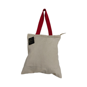 Sac fourre-tout en toile naturelle 8 oz, résistant, réutilisable, sac de courses avec fermeture éclair rouge, écologique, durable, fabriqué en Inde - Product Image 1