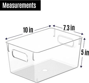 Customized Bestselling Eco-Friendly BPA Free Food Storage Organizer Container 4 PCS Clear PET Square Storage <b>Bins</b> 6-10L Capacity - Product Image 2