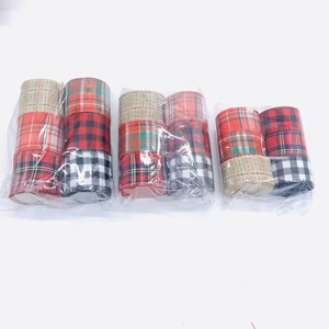 Usine Direct Filaire Plaid Cadeau Ruban Noir Rouge Ecosse Toile De Jute Artisanat Rouleau De Ruban Coloré pour DIY Emballage Cadeau De Noël - Product Image 4
