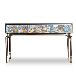 Living Room Contemporary Italian Style Luxury Marble Hallway Furniture <b>Set</b> Metal Top Entry Console Tables VLIPE-CT-01-AURORA Met - Product Image 1