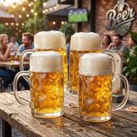 Mug à bière en verre cristal 1200 ml avec logo personnalisé, base lourde et anse, verrerie personnalisée pour bar et restaurant
