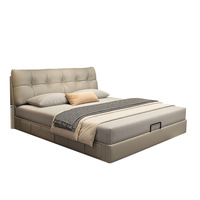 Lit plateforme relevable en cuir Nappa avec tiroirs latéraux, sommier à lattes en acier, pour chambre principale (taille Queen ou Double)