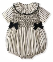 En gros Barboteuse d'été pour bébé fille, rayée, à manches courtes, en coton, avec nœud, style boutique personnalisé