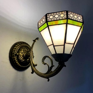 LongHuiJing Tiffany Style Stained Glass <b>Wall</b> <b>Sconce</b> Flower <b>Wall</b> Lamp Vintage Light Home Table Lamp Stained Glass Lamp - Product Image 5