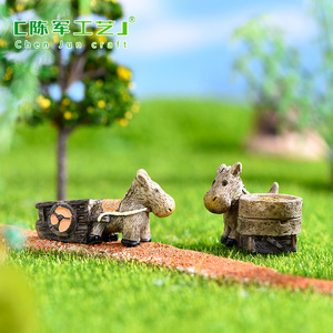 Ornamenti Decorativi per Micro-paesaggi in Muschio Weij, Paesaggio <span class=keywords><strong>Acquatico</strong></span> con Asinello Cartoon che Tira un Carretto, Accessori per Piante Succulente - Product Image 3