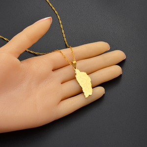 Collana con Ciondolo in Acciaio Inox a Forma di Mappa della Dominica per Donne e Ragazze, per Matrimoni, Feste e Regali, Catena con Nome della Città # 075121 - Product Image 5