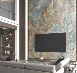 Marbre bleu naturel d'Amazonie, pierre paysagère de luxe bleu-or pour murs décoratifs et comptoirs - Product Image 4