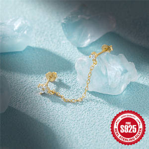 Gaby nouveau argent sterling 925 boucles d'oreilles pendantes zircon goutte d'eau or <span class=keywords><strong>cartilage</strong></span> <span class=keywords><strong>faux</strong></span> <span class=keywords><strong>piercing</strong></span> bijoux en gros pour les femmes - Product Image 2