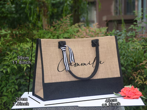 Sac à provisions étanche EVA de grande capacité avec support d'épaule de qualité supérieure en toile de jute avec logo personnalisé et ruban de luxe - Product Image 6