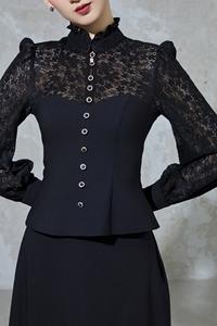 Conjunto de Blusa Clásica de Encaje ATHENA y Falda con Ribete de Encaje de Algodón, Estilo Vintage, Elegante y Romántico, Algodón (exterior) + Encaje Elástico (interior) KS52 - Product Image 2