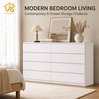 Commode moderne en bois blanche sur mesure à 8 tiroirs pour chambre, salon, appartement et hôtel