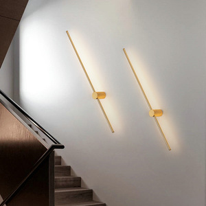Lampe murale minimaliste moderne en aluminium, lumière LED chaude, gradation progressive, pour chambre à coucher, salon, couloir - Product Image 3