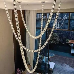 Lustre long en forme de collier de boules de cristal, design nordique, pour escalier, salle à manger, villa, par BGST Art Decor Designer - Product Image 6