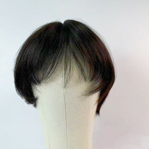 باروكة شعر طبيعي قصيرة عالية الجودة بدون غراء، شبكة مرنة، تسريحة بوب، لون أسود طبيعي أو ملون، حجم متوسط للنساء - Product Image 5