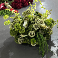 Boule de fleurs artificielles moderne vert sauge, rose de soie de luxe, orchidée, centre de table de mariage, décoration florale de sol pour événements, haute qualité