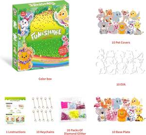 Kit de loisirs créatifs DIY pour enfants, très populaire, pour la création de porte-clés animaux à paillettes, idéal pour les activités artistiques et les voyages - Product Image 2