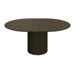 Lastra di roccia scanalata moderna fatta a mano in legno tavolo da pranzo mobili in legno impiallacciatura di rovere tavolo da pranzo allungabile per ristorante - Product Image 6