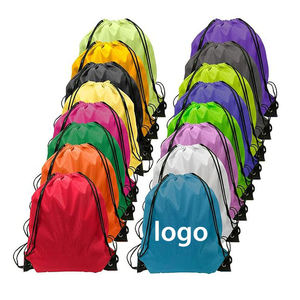 Custom Logo Printed Fashion Waterproof Polyester Sport Shoulder Bag Convenient Advertising for Marathon Event Drawstring Bags