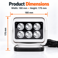 Projecteur LED télécommandé de 7 pouces, 30W, 2700lm, faisceau spot de 30 degrés, étanche, rotatif, pour véhicule marin