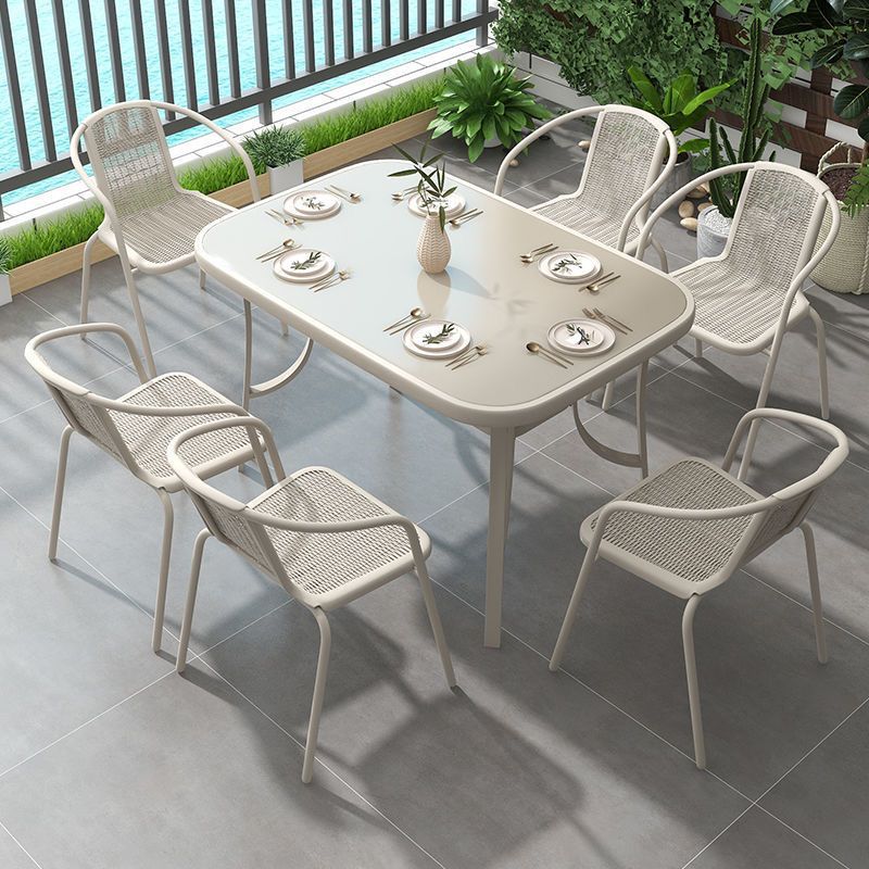 120*80CM Champagne-colored long table with 6 chairs