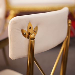 Sedia da Pranzo Moderna in Acciaio Inossidabile Dorato, Resistente e Romantica per Hotel, Matrimoni, Ristoranti, Feste, Eventi, Sale Banchetti e Esterni - Product Image 6