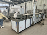 Volledig automatische continue friteuse met transportband voor het maken van knapperige snacks uit pellet-, chip- en bonenproducten.