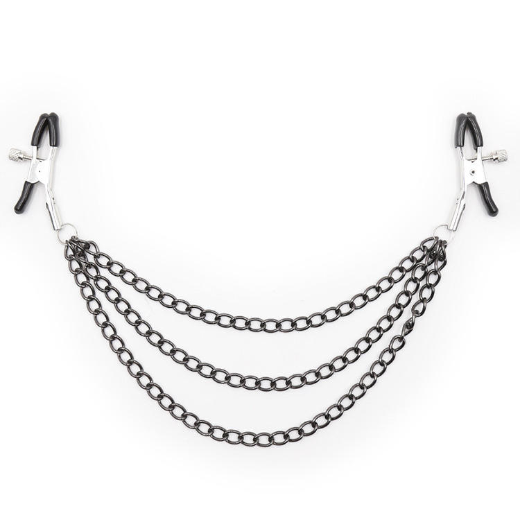Silver and black clip + black chain 19 + 23 + 27CM