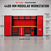 Ensemble d'armoires de rangement pour garage WIGGLE, armoire à outils modulaire pour atelier avec établi, panneau perforé, système de rangement avec tiroirs verrouillables
