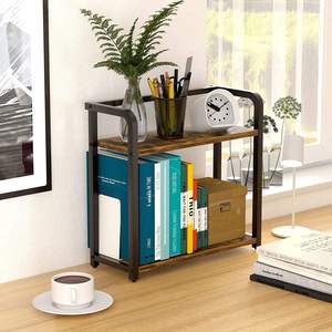 Wholesale Double Tier Standing Type Wood & Metal Desktop Shelving Home Use <b>Kitchen</b> <b>Storage</b> Oil Salt Sauce Vinegar Seasoning Rack - Product Image 4