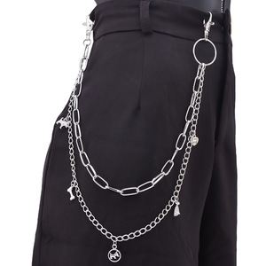 Chaîne de pantalon double couche en métal Yueli, pendentif animal en alliage de zinc, unisexe, style hip-hop, pour usage quotidien, couleur blanc K - Product Image 1