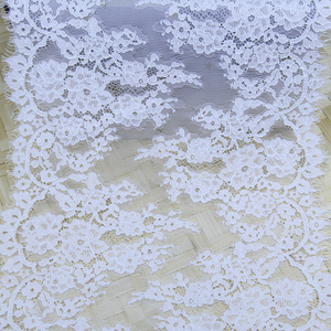 Wholesale Newest 27Cm Width <strong>Lace</strong> <strong>Fabric</strong> Of White Nylon Eyelash Simple Embroidery <strong>Lace</strong> <strong>Fabric</strong> For Curtain - Product Image 4