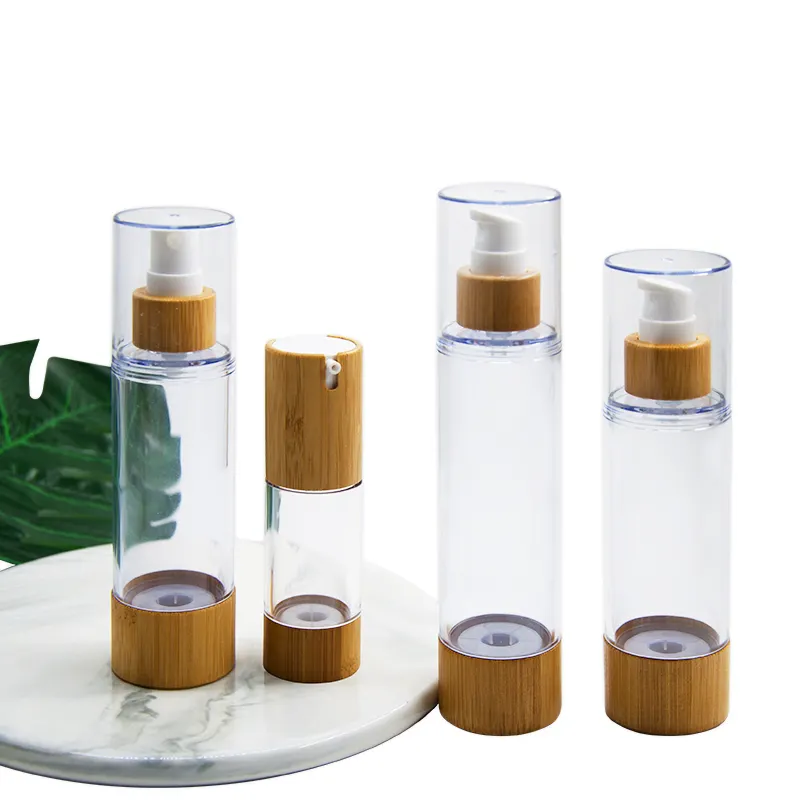 Biodegradável substituível15ml 30ml 50ml 80ml 100ml 120ml spray de toner para a pele garrafa de bomba de loção mal ventilada de bambu
