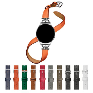 Correa elegante de cuero genuino de doble círculo para Samsung Watch 3 4 5 6 Active 123 Gear S3 para <span class=keywords><strong>Huawei</strong></span> Watch <span class=keywords><strong>GT3</strong></span> 2, 20 y 22mm - Product Image 2