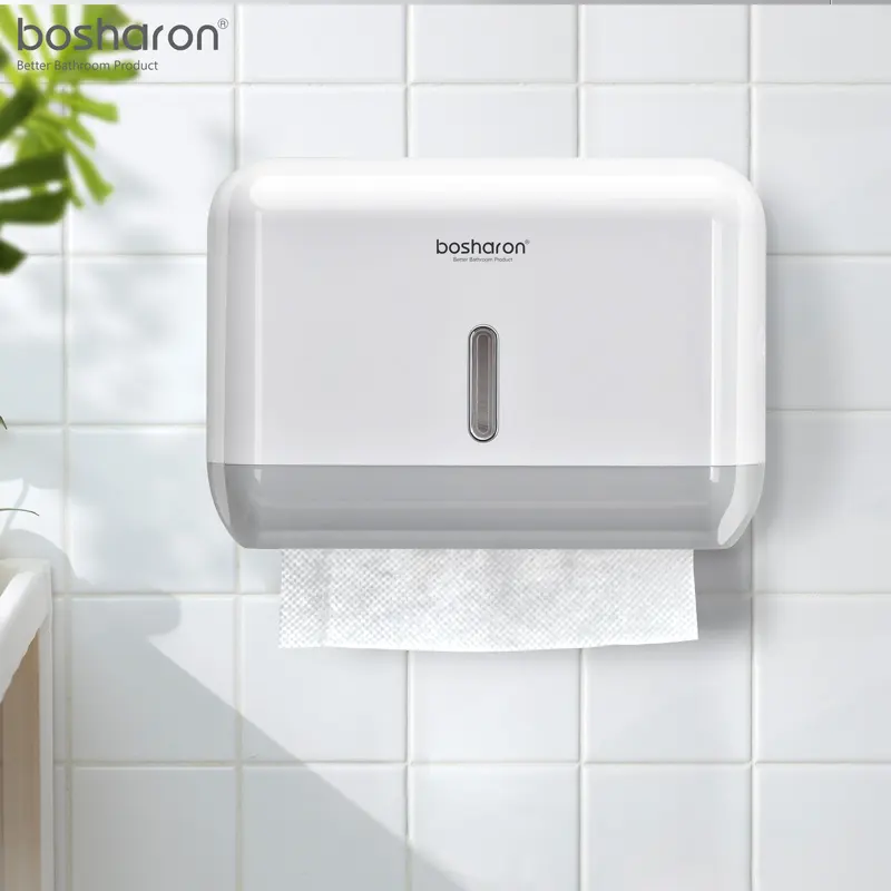 Bosharon बाथरूम ऊतक निकालने की मशीन दीवार घुड़सवार पंच कागज तौलिया मशीन रसोई टॉयलेट पेपर धारक हाथ तौलिया मशीन