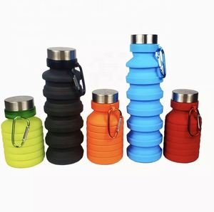 Clearance Inventory Folding Silicone 550ml Portable Sports Outdoor Water <b>Bottle</b> Camping Direct Drinking Collapsible Eco-Friendly - Product Image 1