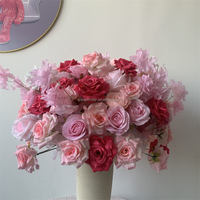 Boule de fleurs artificielles roses B1441 pour décoration intérieure de restaurant, mariage, Saint-Valentin, centre de table floral rose