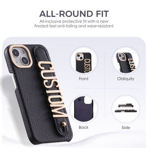 Nouveau luxe personnaliser étui de téléphone initial avec nom étui de téléphone en cuir pu pour <span class=keywords><strong>iphone</strong></span> 14pro 14 pro max - Product Image 5