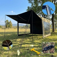 Tente-Abri 2-en-1 pour Camping, en Oxford 210D, Taille Personnalisée, OEM ODM, Imperméable, Anti-UV, avec Poteaux, Piquets et Cordes, pour Randonnée et Trekking