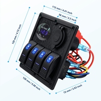 Panneau de commutation à bascule marin 4 gangs avec ports USB Type-C PD, voltmètre LED, panneau de commutation étanche 12V en plastique pour bateau et VR