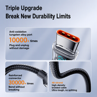 Câble de charge rapide USB A vers Type C 100W avec affichage numérique, cordon de chargeur tressé en nylon pour téléphone portable et ordinateur portable
