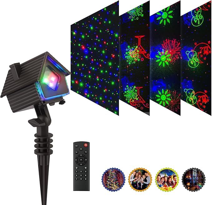 Mutil-Themes Holiday Lamp 2026 New Christmas Decoration Light Outdoor Yard Lawn RGB Moving Star Projector Laser Garden Light