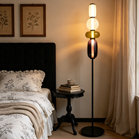 Lámpara de Pie Moderna de Vidrio Apilado Multicolor, Lámpara de Pie con Pantalla de Vidrio Empalmado en Columna Vertical para Decoración de Esquinas de Sala de Estar