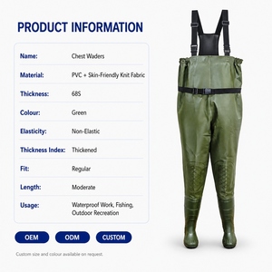 Bottes de pêche en PVC en gros avec doublure tricotée douce pour la peau, semelle en caoutchouc antidérapante, support OEM, taille, couleur et logo personnalisables - Product Image 4