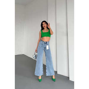 Pantalon en jean floral taille haute avec détail de poche avant, jean boyfriend évasé respirant, coupe slim, type ample, décoration déchirée - Product Image 5