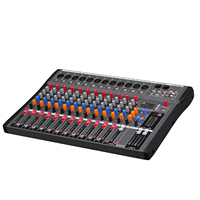 Console DJ professionnelle 12 canaux avec entrée USB MP3, alimentation fantôme, mixeur audio - Console audio de studio en métal durable