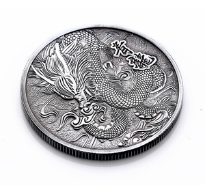 Moneda Conmemorativa Personalizada de Dragón Mascota Chino, Moneda de Euro Antigua Grabada en Metal, Moneda de Desafío - Product Image 1