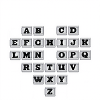 Bracelet modulaire italien en acier inoxydable, accessoires de mode tendance, cadeau DIY pour couple, bracelet à initiales en lettres anglaises noires