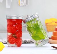 Bocaux Mason en verre transparent de haute qualité à large ouverture, 4oz, 8oz, 12oz, 16oz, 22oz, pour confiture et conserve, avec couvercle hermétique séparé